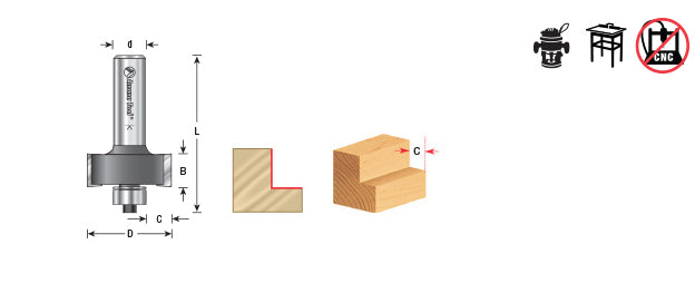 Amana Tool. Rabbet Router Bit | 3⁄8 Depth x 1 1⁄4 Dia x 1⁄2 x 1⁄2" Shank | 49302 