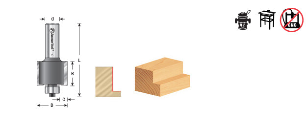 Rabbet Routing Rabbet Router Bit | 9⁄32 Depth x 1 1⁄16 Dia x 7⁄8 x 1⁄2
