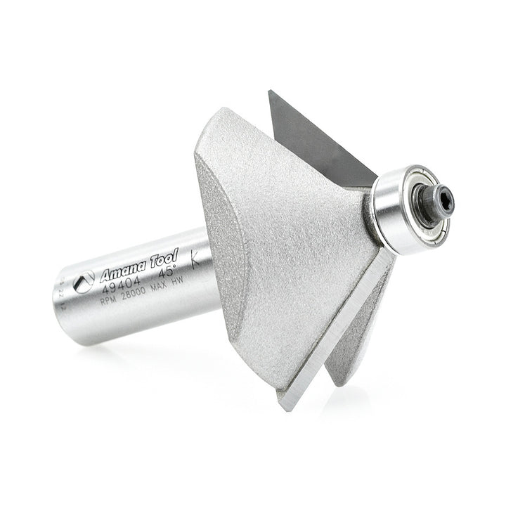 Amana Tool. Chamfer Router Bit | 45 Degree x 1 31⁄32 Dia x 3⁄4 x 1⁄2"Shank | 49404 