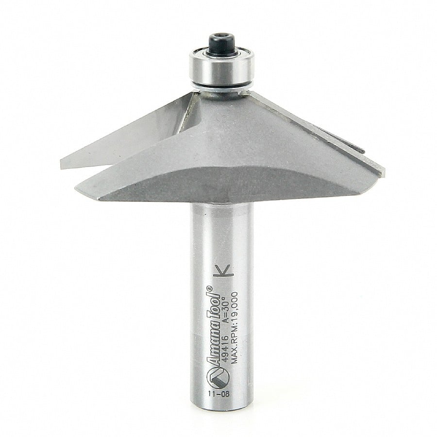 Amana Tool. Chamfer Router Bit | 60 Degree x 2 1⁄2 Dia x 11⁄16 x 1⁄2"Shank | 49416 