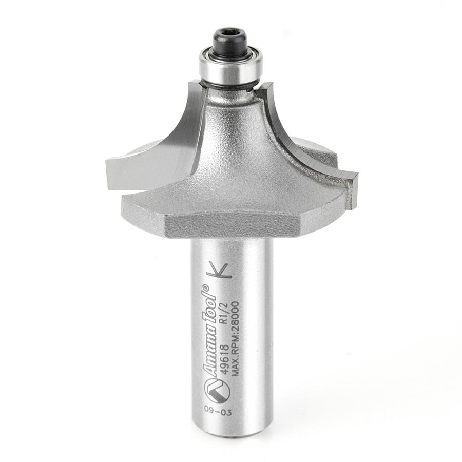 Amana Tool. Beading Router Bit | 1⁄2 Radius x 1 1⁄2 Dia x 3⁄4 x 1⁄2"Shank | 49618 