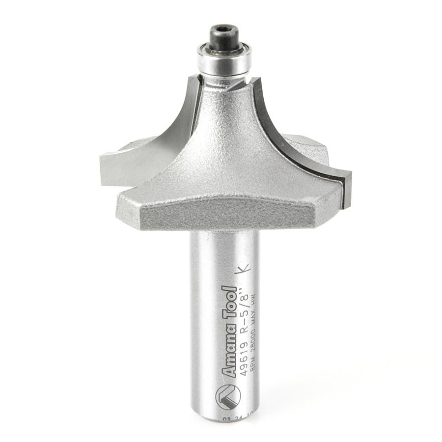 Amana Tool. Beading Router Bit | 5⁄8 Radius x 1 3⁄4 Dia x 7⁄8 x 1⁄2"Shank | 49619 