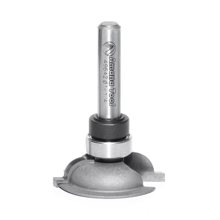 Amana Tool. Bead Rail Cutter Router Bit | 1⁄4 Radius x 1 1⁄4 Dia x 5⁄16 x 1⁄4" Shank | 49642 