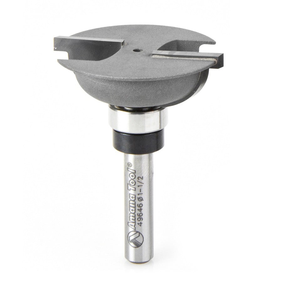 Amana Tool. Bead Rail Cutter Router Bit | 23⁄64 Radius x 1 1⁄2 Dia x 9⁄16 x 1⁄4" Shank w⁄BB | 49646 