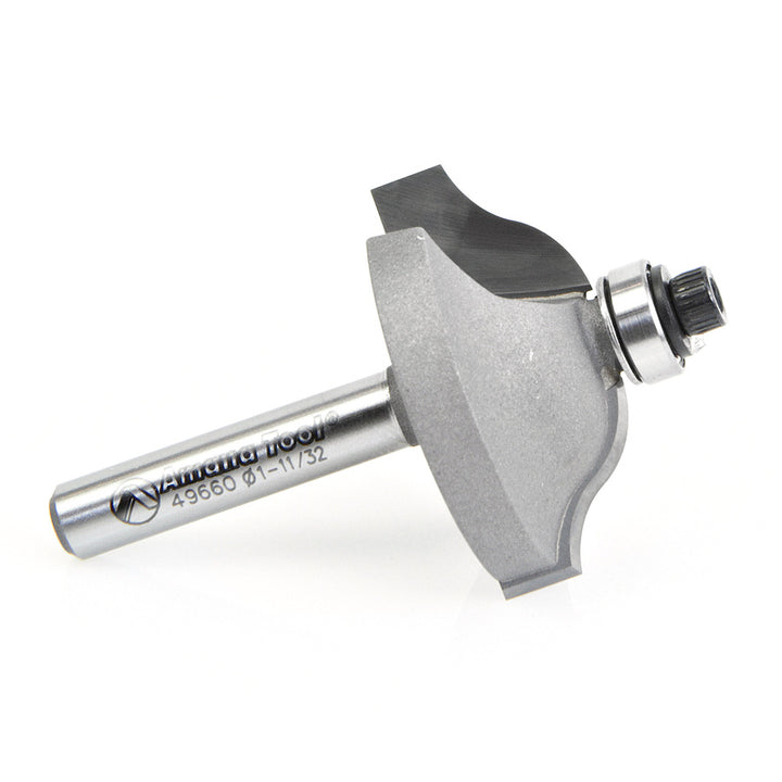 Amana Tool. Ogee Rail Router Bit | 11⁄32 Radius x 1 1⁄2 Dia x 1⁄2 x 1⁄4" Shank | 49662 