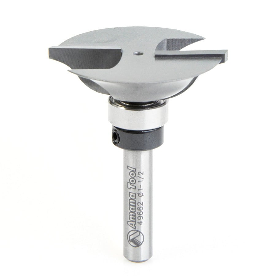 Amana Tool. Ogee Rail Router Bit | 11⁄32 Radius x 1 1⁄2 Dia x 1⁄2 x 1⁄4" Shank | 49662 