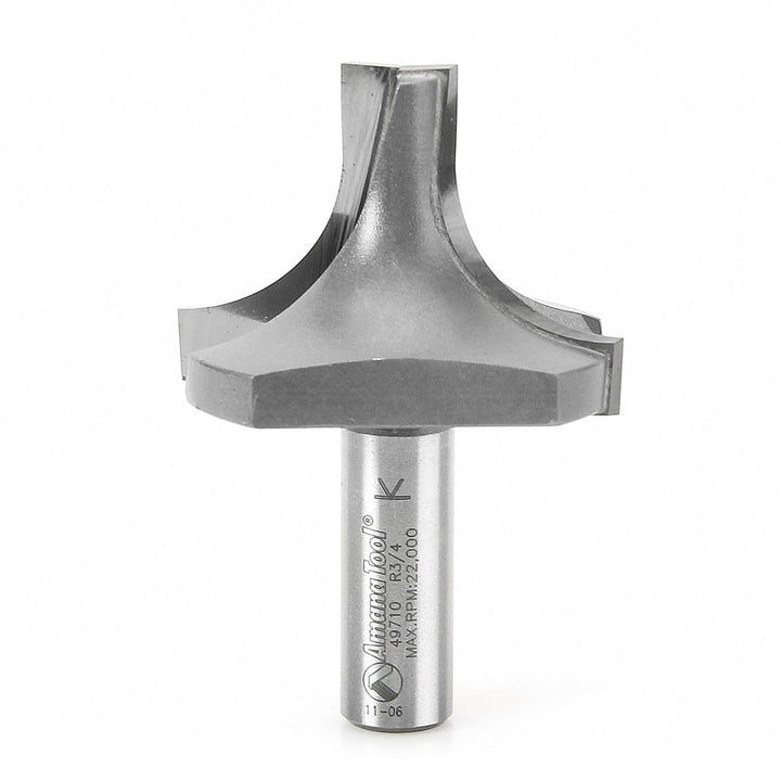 Amana Tool. Round Over Groove Router Bit | 3⁄4 Radius x 2" Dia x 1 7⁄16 x 1⁄2 Shank | 49710