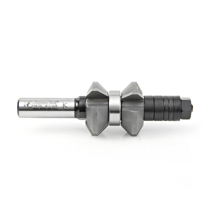 Amana Tool. Variable Double Chamfer Assembly | 30° Top x 45° BTM x 1 3⁄8 Dia x 9⁄16 x 1⁄2"Shank | 49730 