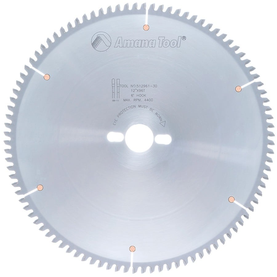 Amana Tool. Thin Aluminum Non-Ferrous Metal Cutting Blade - 12" Dia x 96T TCG - 6° | 512961-30 