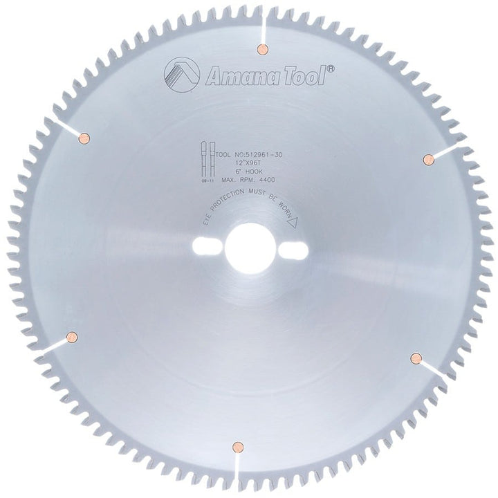 Amana Tool. Thin Aluminum Non-Ferrous Metal Cutting Blade - 12" Dia x 96T TCG - 6° | 512961-30 