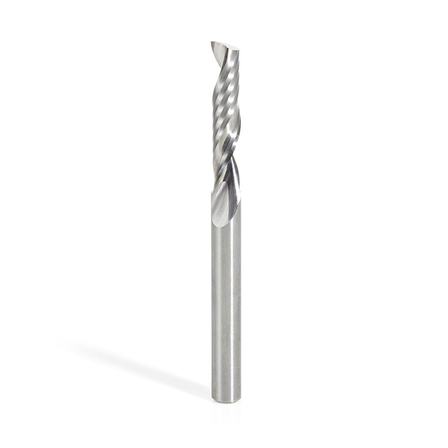 Amana Tool. Plastic Cutting Spiral 'O' Flute CNC Router Bit | 1⁄4 Dia x 1 1⁄4 x 1⁄4 Shank x 3" Long Up-Cut | 51407 