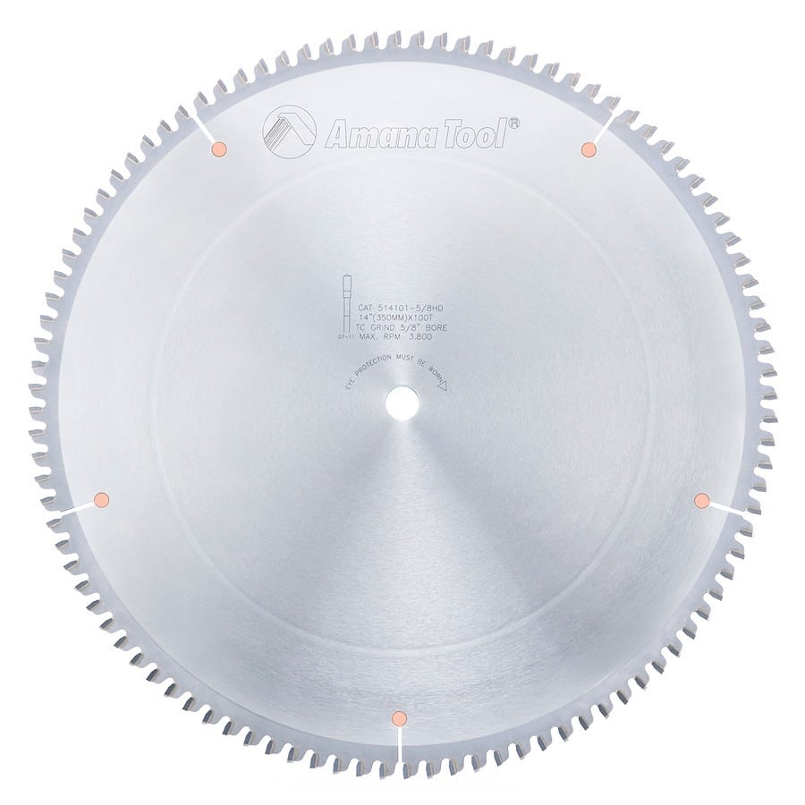 Amana Tool. Thin Aluminum Non-Ferrous Metal Cutting Blade - 12" Dia x 96T TCG - 6° - 5⁄8 Bore | 514101-5/8HD 