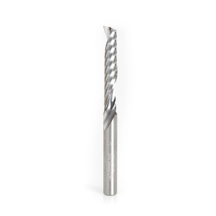 Amana Tool. Plastic Cutting Spiral 'O' Flute CNC Router Bit | 1⁄4 Dia x 1 1⁄2 x 1⁄4 Shank x 3" Long Up-Cut | 51413 