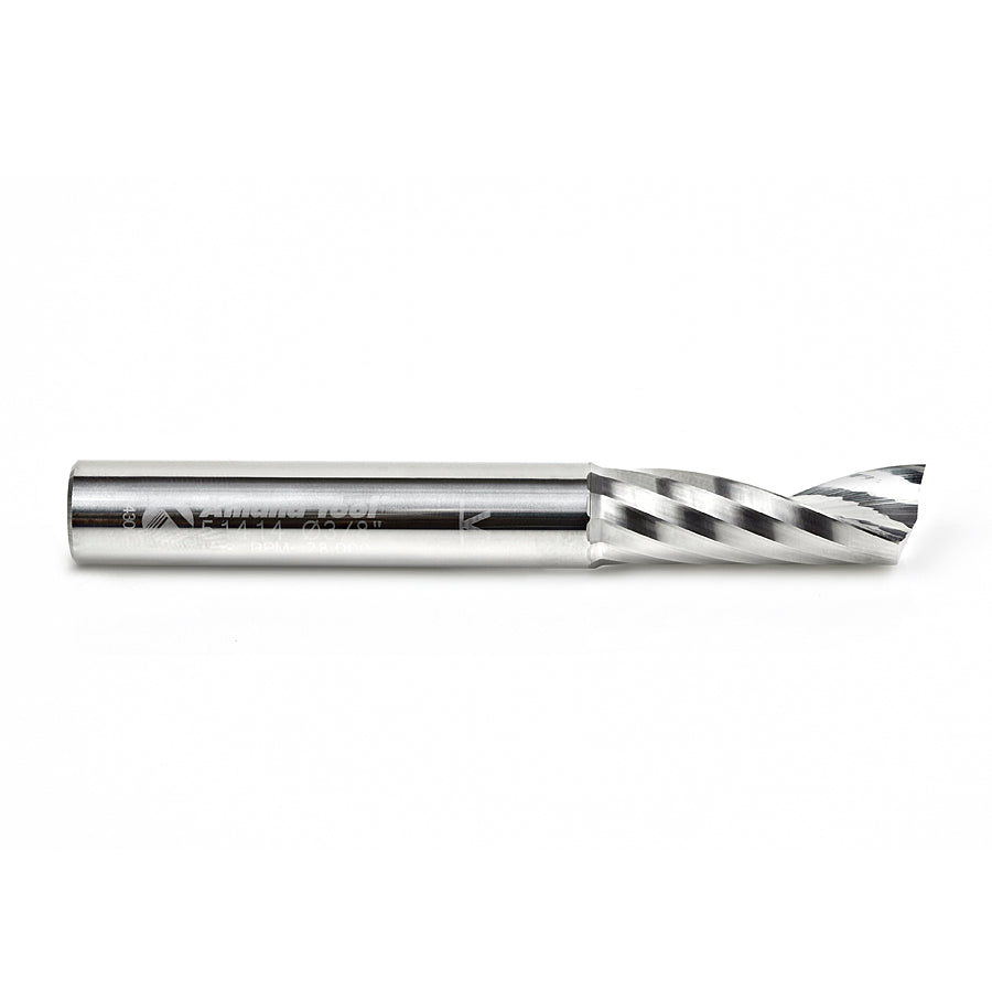 Amana Tool. Plastic Cutting Spiral 'O' Flute CNC Router Bit | 3⁄8 Dia x 1 1⁄8 x 3⁄8 Shank x 3" Long Up-Cut | 51414 