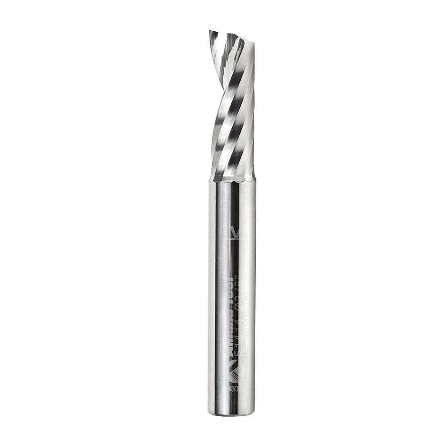 Amana Tool. Plastic Cutting Spiral 'O' Flute CNC Router Bit | 3⁄8 Dia x 1 1⁄8 x 3⁄8 Shank x 3" Long Up-Cut | 51414 