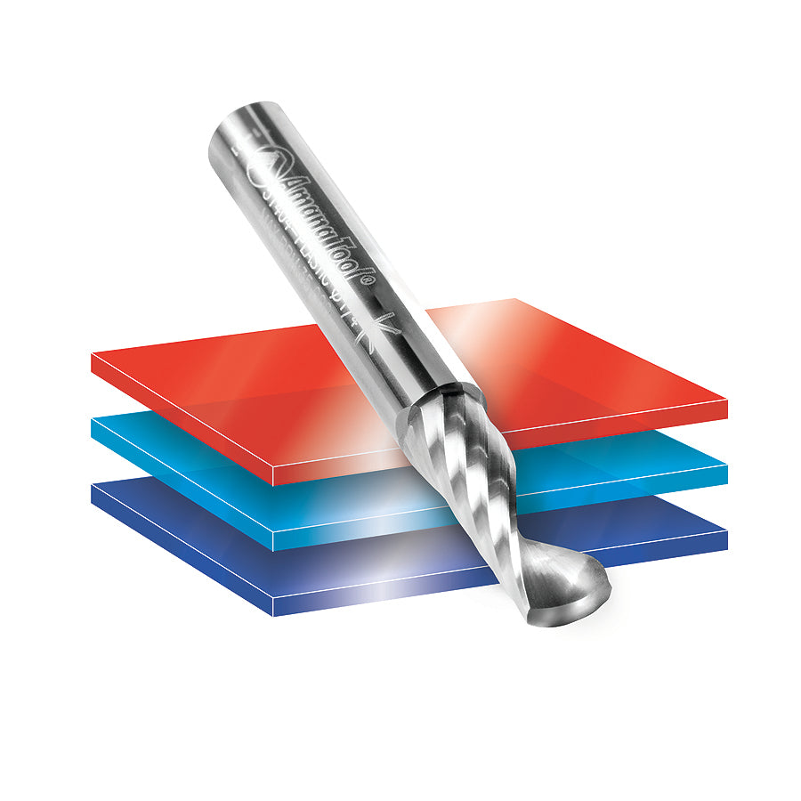 Amana Tool. Plastic Cutting Spiral 'O' Flute Router Bit | 1⁄4 Dia x 3⁄4 x 1⁄4 Shank x 2 1⁄2" Long Up-Cut | 51421 