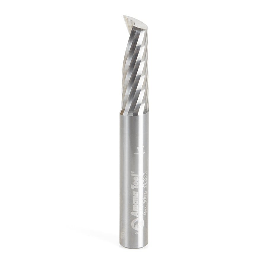 Amana Tool. Aluminum Spiral 'O' Flute Up-Cut CNC Router Bit | 3⁄8 Dia x 1 1⁄8 x 3⁄8 Shank x 3" Long | 51485 