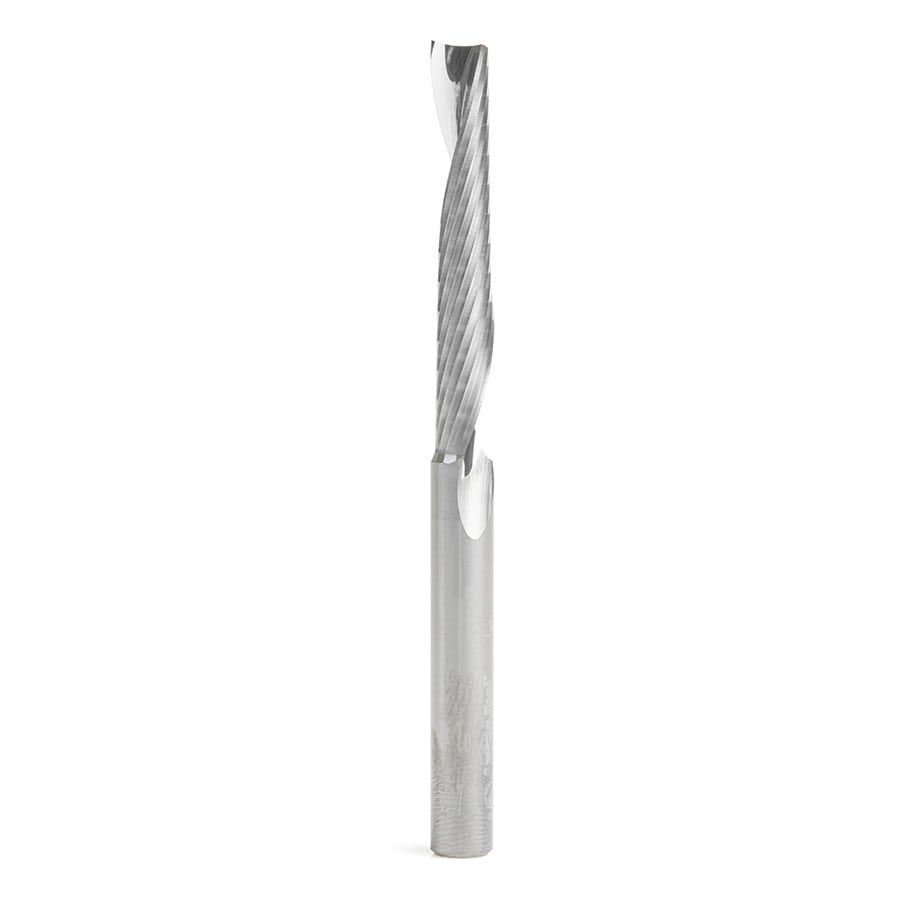 Amana Tool. Plastic Cutting Spiral 'O' Flute CNC Router Bit | 6 Dia x 38 x 6 Shank x 75mm Long Up-Cut | 51499 