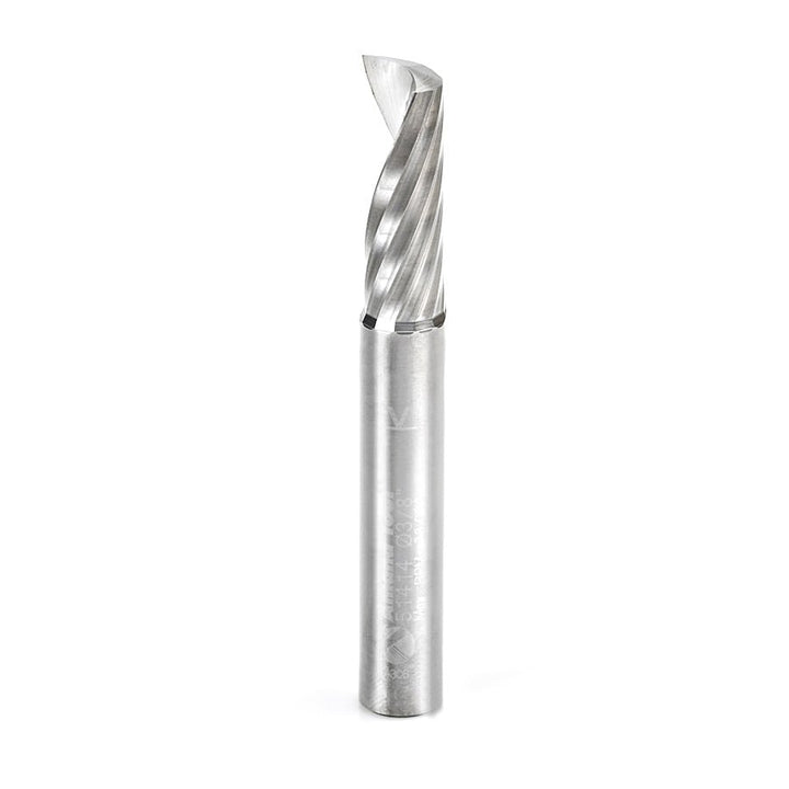 Amana Tool. Plastic Cutting Spiral 'O' Flute Router Bit | 3⁄8 Dia x 1 1⁄8" x 3⁄8 Shank x 3" Long Down-Cut | 51514 