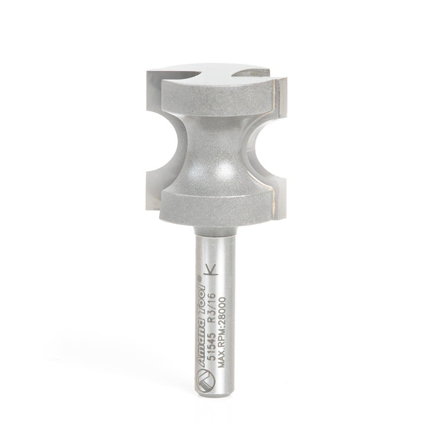 Amana Tool. Bullnose Router Bit | 3⁄16 Radius x 7⁄8 Dia x 7⁄8 x 1⁄4" Shank | 51545 