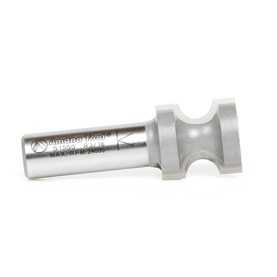 Amana Tool. Bullnose Router Bit | 3⁄16 Radius x 7⁄8 Dia x 7⁄8 x 1⁄2"Shank | 51555 