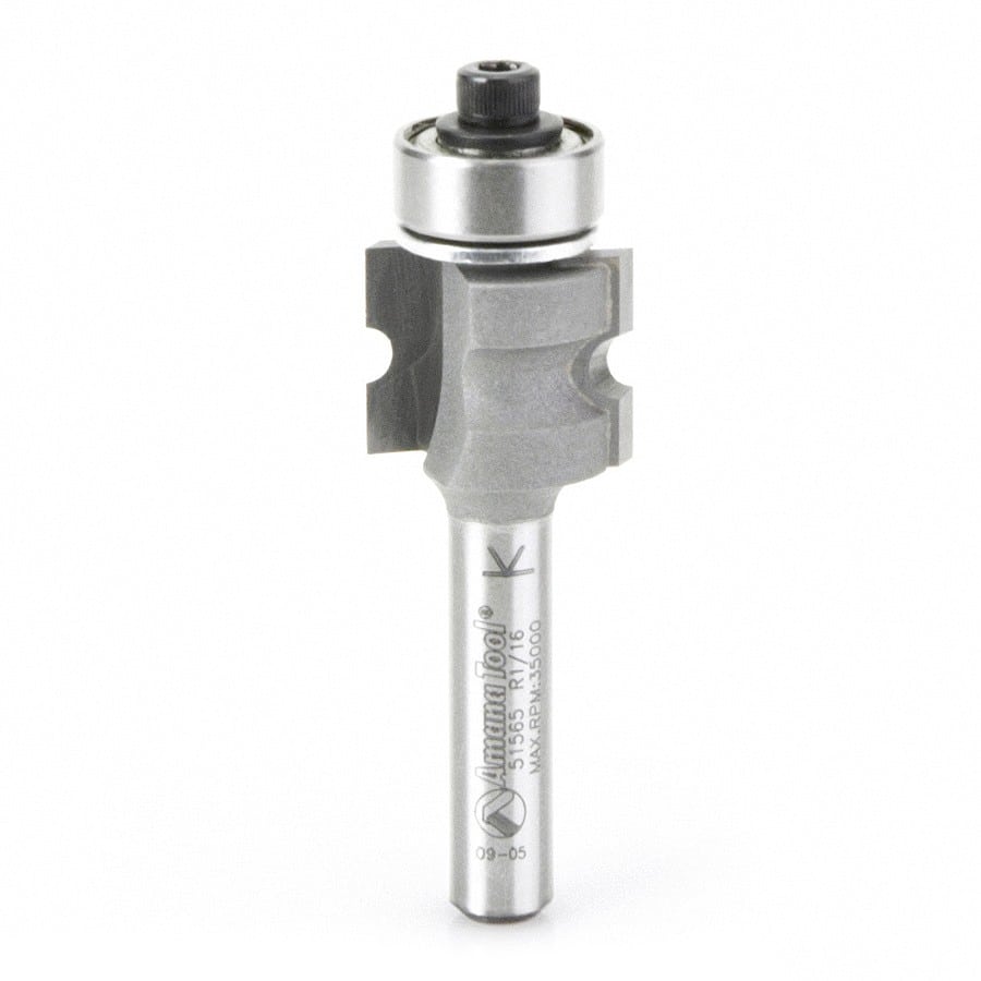 Amana Tool. Bullnose Router Bit | 5⁄64 Radius x 17⁄32 Dia x 1⁄2 x 1⁄4" Shank | 51565 