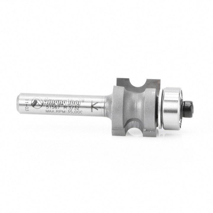 Amana Tool. Bullnose Router Bit | 7⁄64 Radius x 19⁄32 Dia x 1⁄2 x 1⁄4" Shank | 51567 