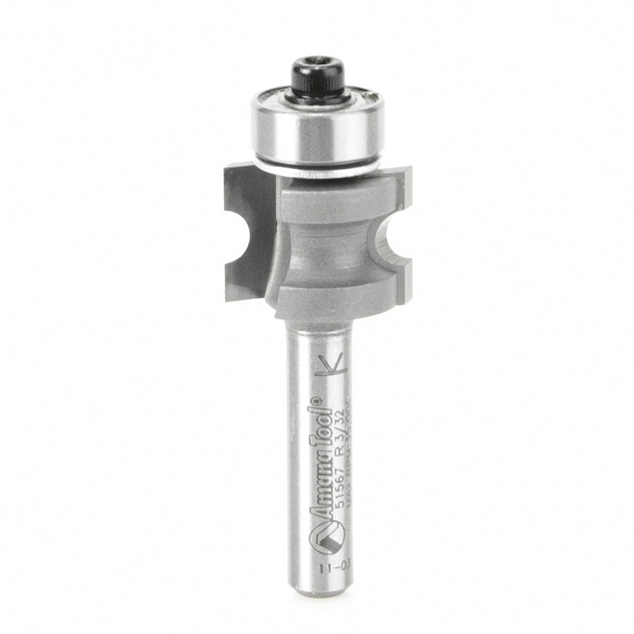 Amana Tool. Bullnose Router Bit | 7⁄64 Radius x 19⁄32 Dia x 1⁄2 x 1⁄4" Shank | 51567 