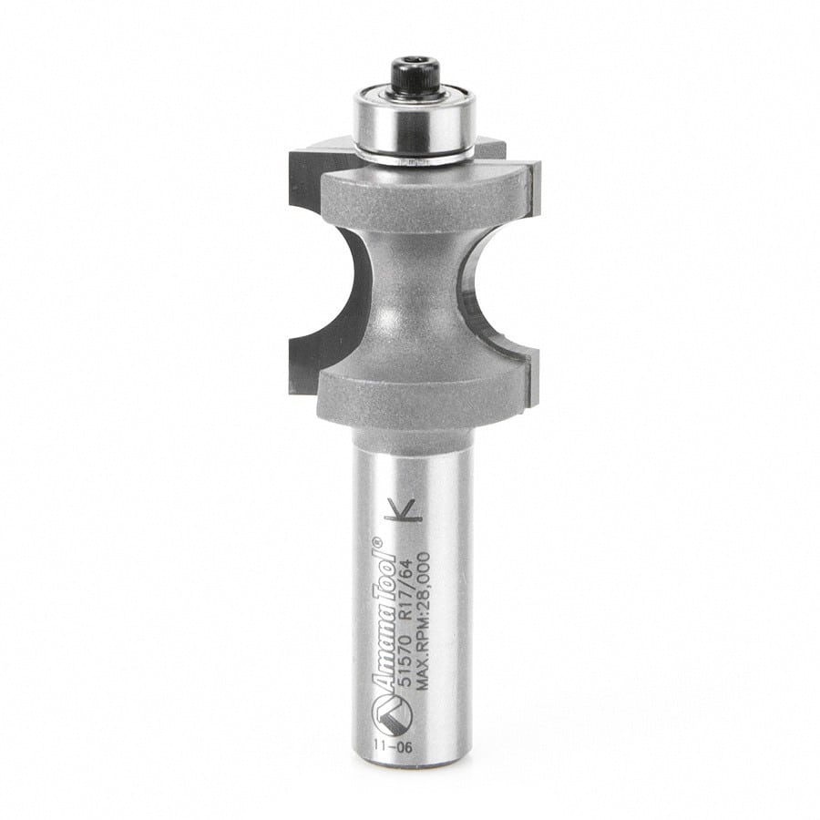 Amana Tool. Bullnose Router Bit | 3⁄8 Radius x 1 3⁄8 Dia x 1 5⁄16 x 1⁄2"Shank | 51572 