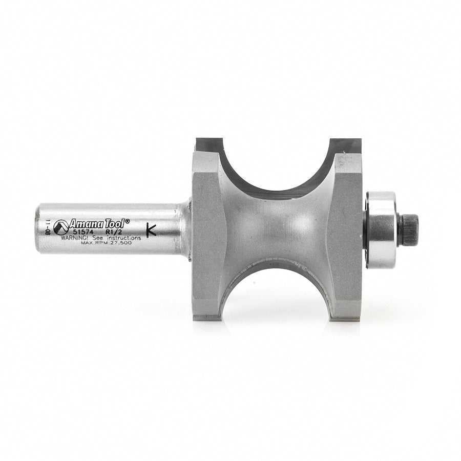 Amana Tool. Bullnose Router Bit | 1⁄2 Radius x 1 3⁄16 Dia x 1 9⁄32 x 1⁄2"Shank | 51574 