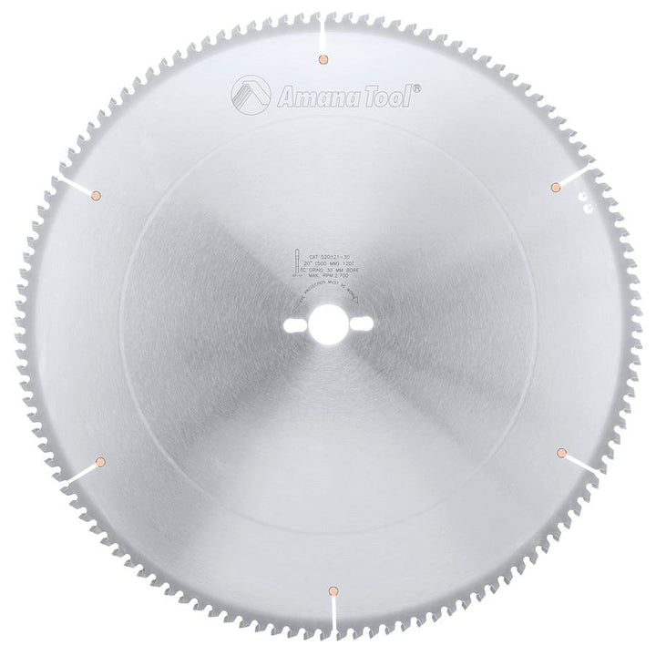 Amana Tool. Thin Aluminum Non-Ferrous Metal Cutting Blade - 20" Dia x 120T TCG - 6° | 520121-30 