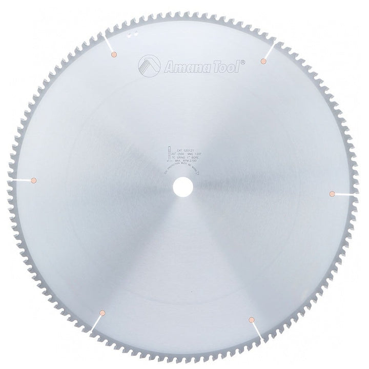 Amana Tool. Thin Aluminum Non-Ferrous Metal Cutting Blade - 20" Dia x 120T TCG - 6° | 520121 