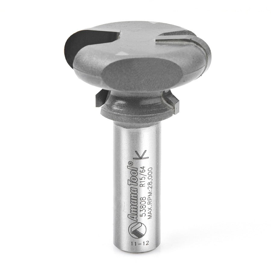 Amana Tool. Finger Grip Router Bit | 5⁄64 x 15⁄64 Radius x 1 1⁄2 Dia x 13⁄16 x 1⁄2" Shank | 53808 