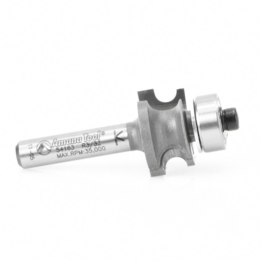 Amana Tool. Corner Beading Router Bit | 3⁄32 Radius x 49⁄64 Dia x 25⁄64 x 1⁄4"Shank | 54163 