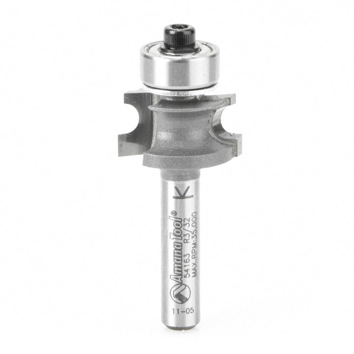 Amana Tool. Corner Beading Router Bit | 3⁄32 Radius x 49⁄64 Dia x 25⁄64 x 1⁄4"Shank | 54163 