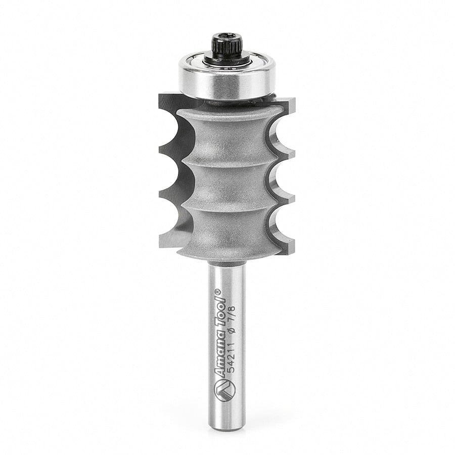 Amana Tool. Triple Beading Router Bit | 1⁄8 Radius x 7⁄8 Dia x 1" x 1⁄4 Shank | 54211 