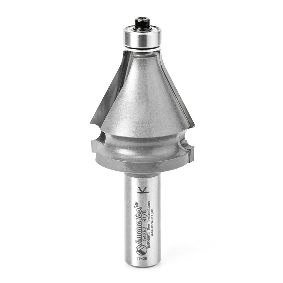 Amana Tool. Handrail Router Bit | 1⁄8 x 19⁄32 Radius x 1 3⁄8 Dia x 1 1⁄2 x 1⁄2 Shank | 54262 