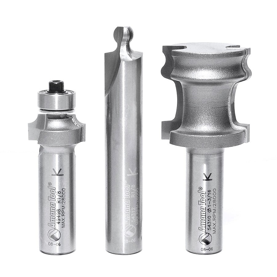 Amana Tool. 3 Piece Tambour Door Router Bit Set | 5⁄64 Radius x 1⁄2" Shank | 54314