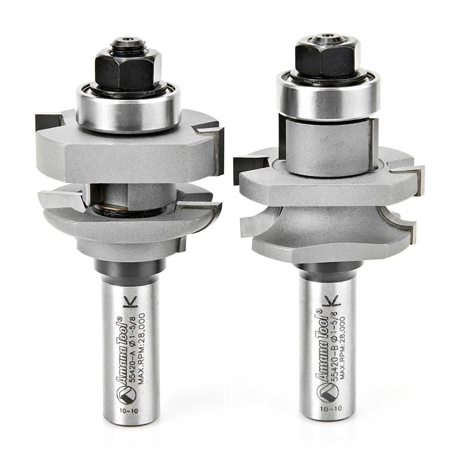 Amana Tool. Concave Stile & Rail Router Bit Set | 1 5⁄8 Dia x 1 1⁄16 x 1⁄4 Radius x 1⁄2" Shank | 55420 