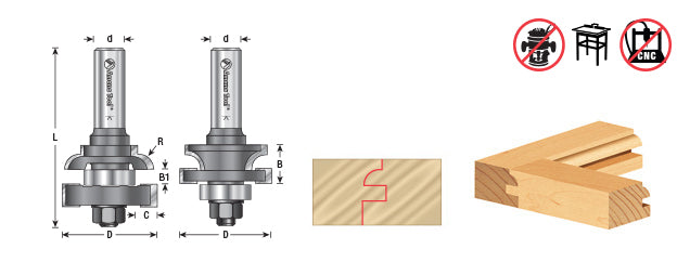 Amana Tool. Concave Stile & Rail Router Bit Set | 1 5⁄8 Dia x 11⁄16 x 5⁄32 Radius x 1⁄2" Shank | 55421 