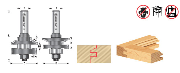 Amana Tool. Ogee Stile & Rail Router Bit Set | 1 5⁄8 Dia x 11⁄16 x 1⁄2" Shank | 55431 