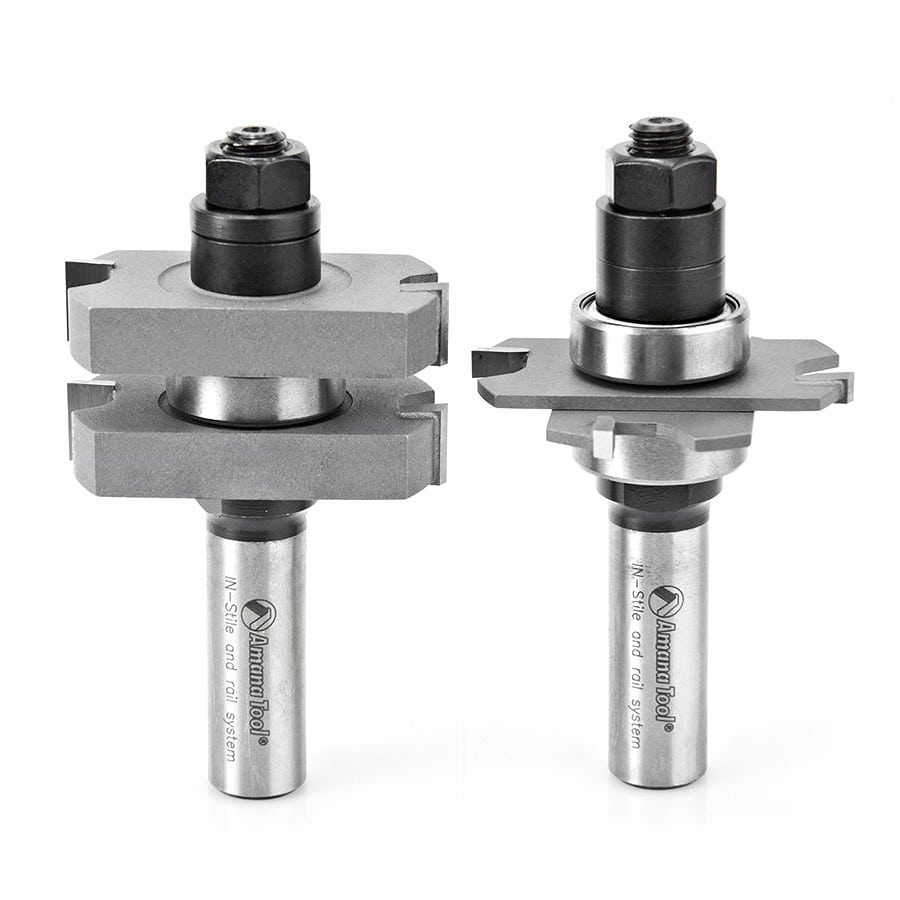 Amana Tool. Mission Style Straight In-Stile & Rail Router Bit Set | 1 7⁄8 Dia x 13⁄64 to 1⁄2 x 1⁄2" Shank | 55439 