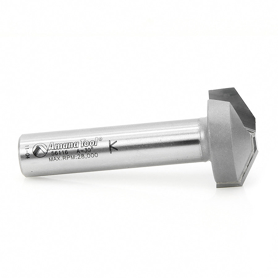 Amana Tool. Raised Panel Groove Router Bit | 30°x 1 1⁄8 Dia x 1⁄2 x 1⁄2" Shank | 56116 