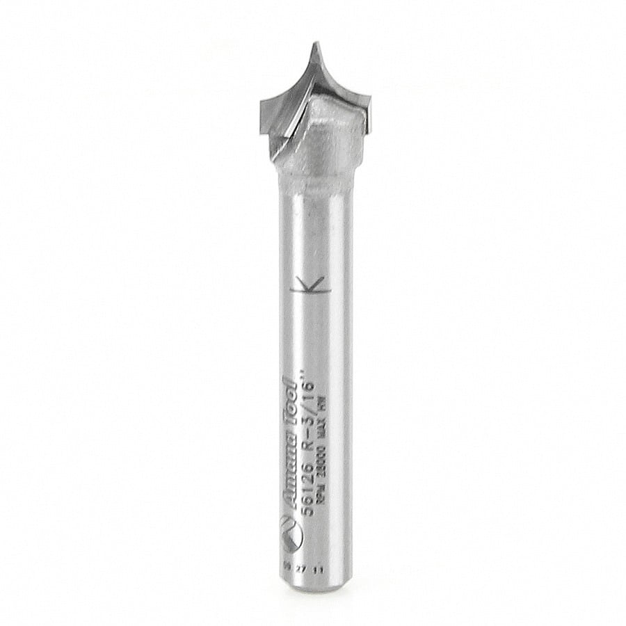 Amana Tool. Point Cutting Round Over Router Bit | 3⁄16 Radius x 3⁄8 Dia x 19⁄64 x 1⁄4 Shank | 56126 