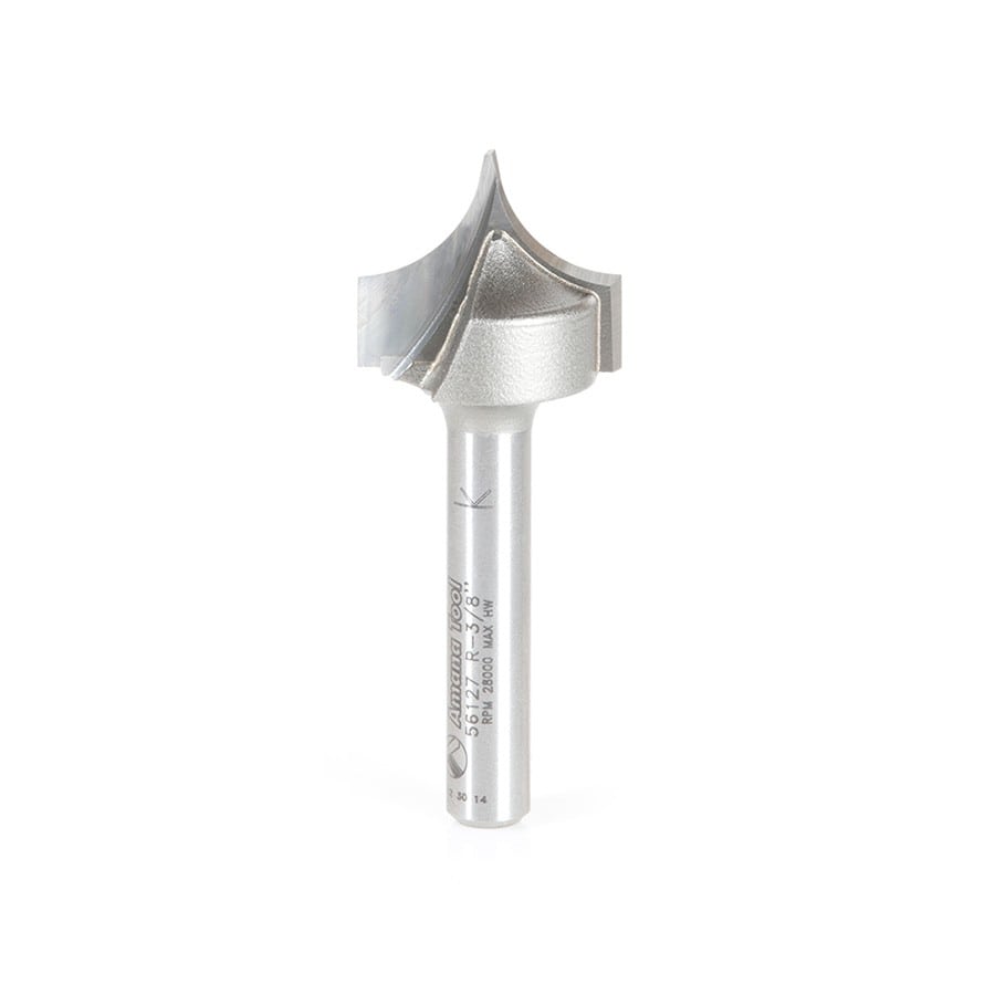 Amana Tool. Point Cutting Round Over Router Bit | 3⁄8 Radius x 3⁄4 Dia x 5⁄8 x 1⁄4 Shank | 56127 