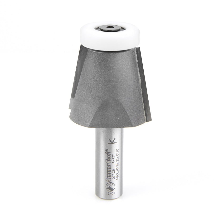 Amana Tool. Wilsonart Bowl Bevel Router Bit | 12°x 1 1⁄2 Dia x 1 1⁄4 x 1⁄2" Shank | 57129 