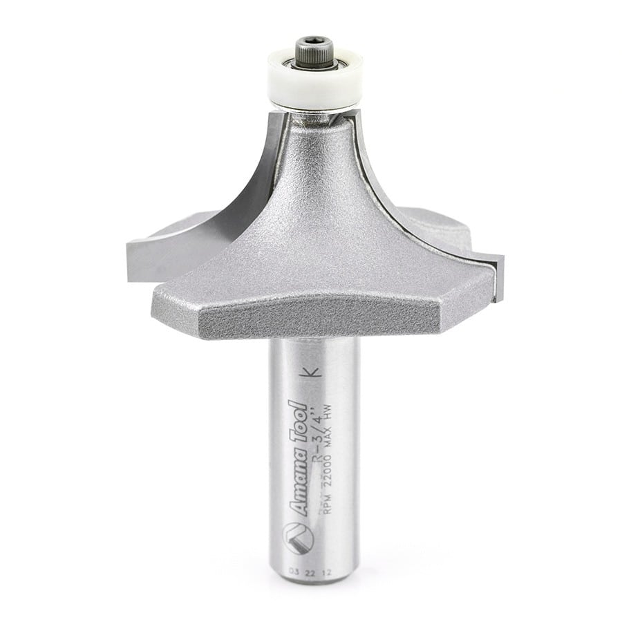 Amana Tool. Corner Round Router Bit | 2 Dia x 1" x 3⁄4 Radius x 1⁄2 Shank | 57141 