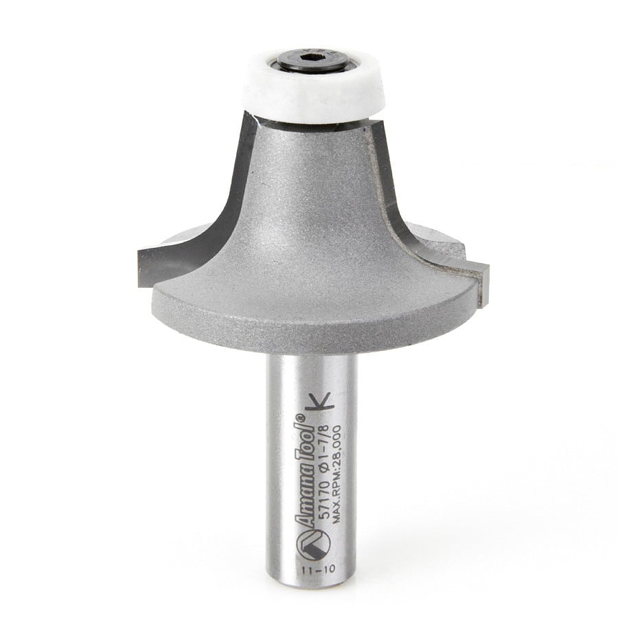 Amana Tool. Round Over Router Bit | 10°x 3⁄8 Radius x 1 7⁄8 Dia x 1 x 1⁄2" Shank | 57170