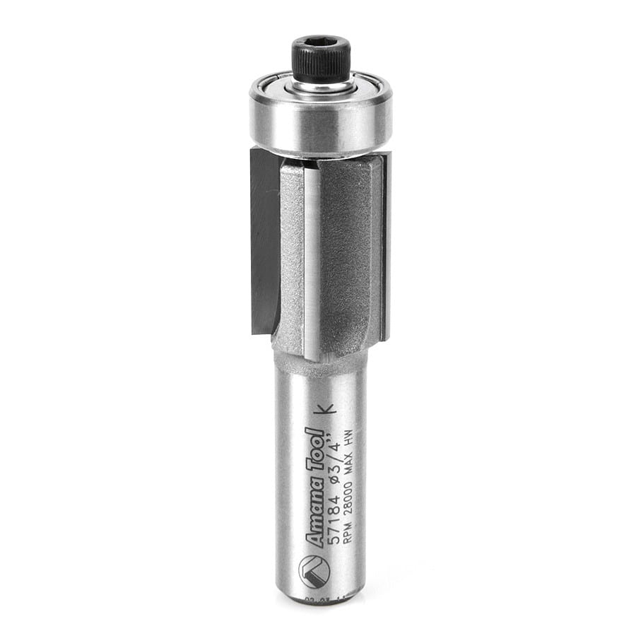Fluting Router Mount Super Flush Trim 4 Flute Router Bit | 3⁄4 Dia x 1