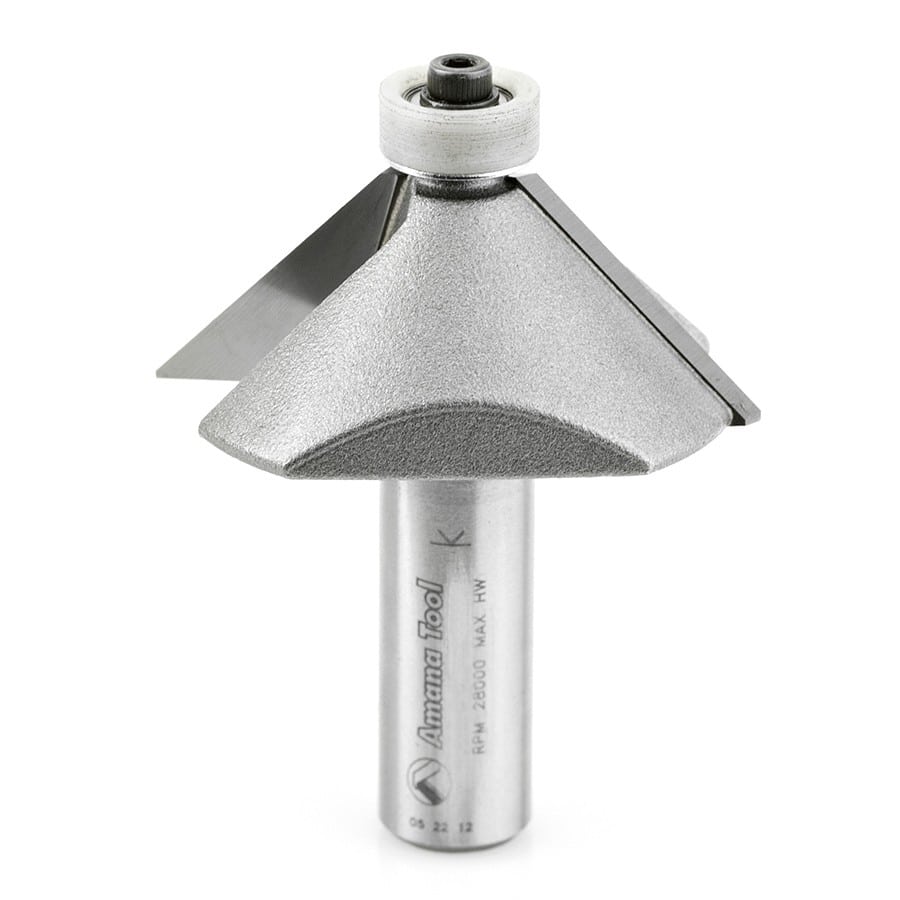 Amana Tool. Chamfer Router Bit | 45°x 2 Dia x 3⁄4 x 1⁄2" Shank | 57220 